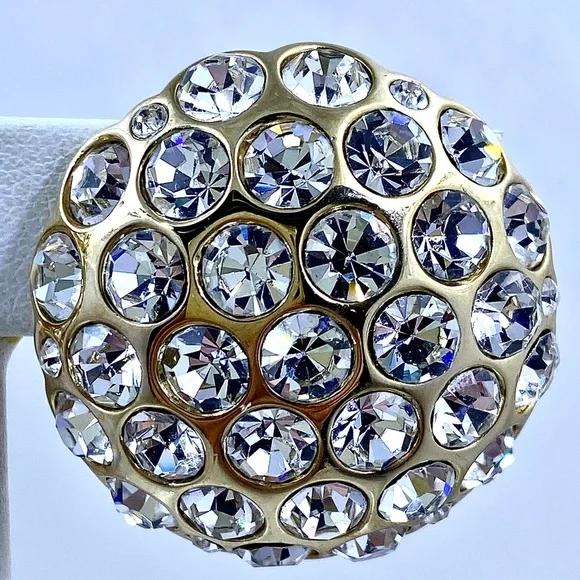 Vintage CHRISTIAN DIOR 1960s Rhinestone Clip Earrings - Picture 2 of 5